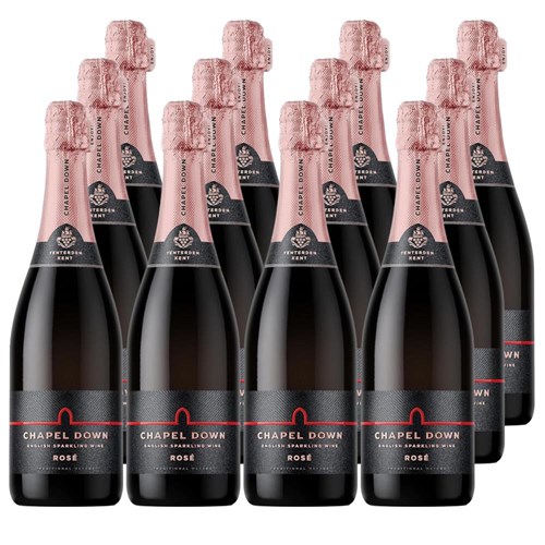 Buy a Case of 12 Bottles of Chapel Down Rose English Sparkling Wine 75cl - Securely Packaged and Delivered Together